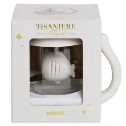 Tisanière 260ml en verre forme chat mignon blanc H11cm