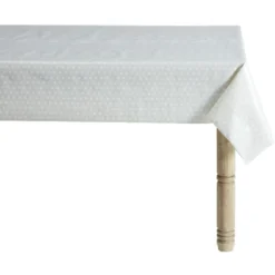 Toile cirée blanche à pois L. 140 cm