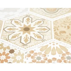 Toile cirée hexatile beige l140cm