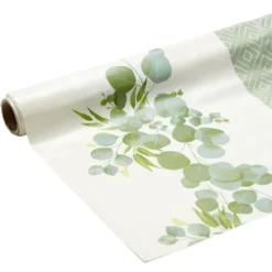 Toile cirée imprimé végétal vert blanc 140 cm