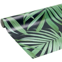 Toile cirée motif tropical noir vert 140 cm