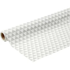 Toile cirée triangle blanc et gris clair L. 140 cm