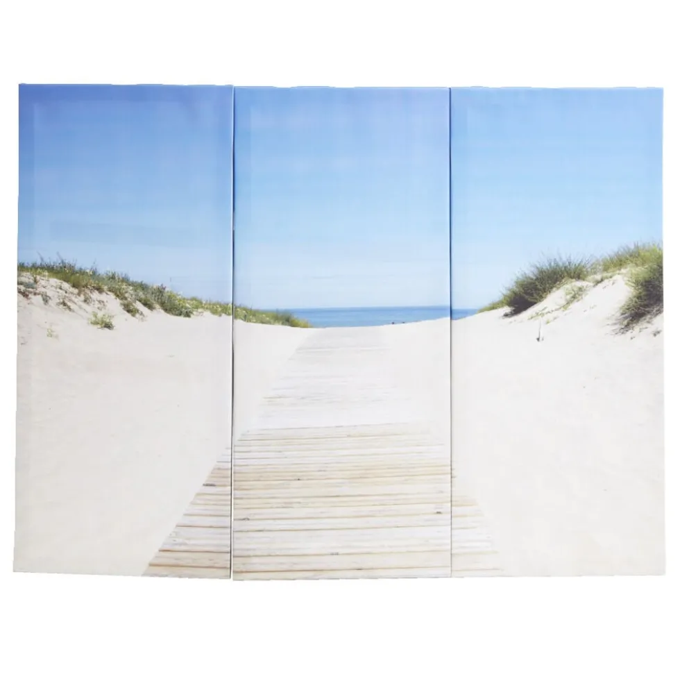 Toile triptyque imprimé plage 80x60cm