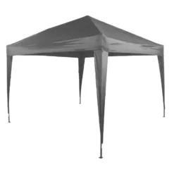 Tonnelle carrée Easy ouverture télescopique grise UPF50+ 290x290xH166-265cm