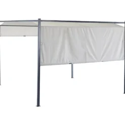 Tonnelle coulissante carrée Nazare gris UPF50+ 298x298xH220cm
