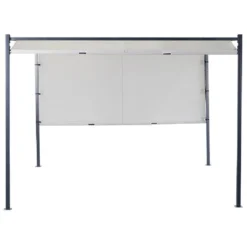 Tonnelle coulissante carrée Nazare gris UPF50+ 298x298xH220cm
