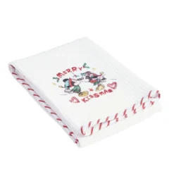 Torchon Noël Disney Mickey Minnie nid d'abeille 50x70cm