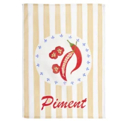 Torchon x2 coton motif tomates et piments 45x65cm