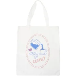 Tote bag polycoton motif déjeuner 36x42cm (2 modèles coffee ou croissant)