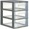 Tour de rangement A5 3 tiroirs grise et transparente 6 L