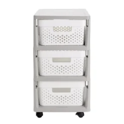 Tour de rangement à roulettes 3 tiroirs plastique L29,5xP35,5xH53cm (2 modèles)