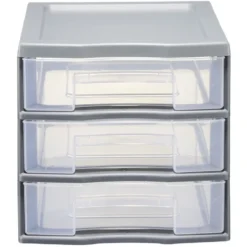 Tour de rangement 3 tiroirs format A6 gris
