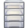 Tour de rangement 4 tiroirs format A4 transparent et gris