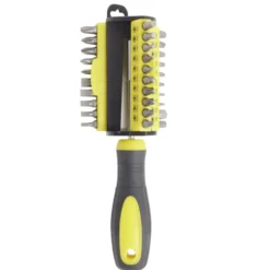 Tournevis avec 30 embouts en acier et plastique gris Ø4xL20,5cm