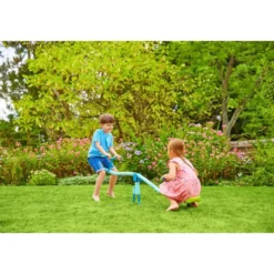 Trébuchet enfant balançoire horizontale tape-fesses bleu et vert 171x55xH62cm
