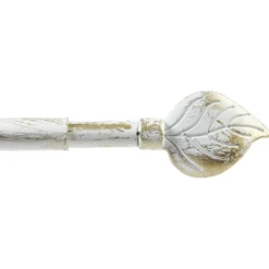 Tringle de vitrage Extensible 80-110 cm embout feuille blanc vieilli
