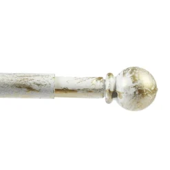 Tringle à vitrage Extensible 80-110 cm embout boule blanc vieilli