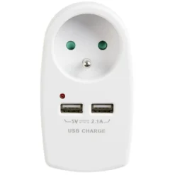Triplite 1 prise 2 usb blanche