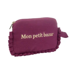 Trousse de toilette gaze de coton à volant 21x12xH13cm (3 modèles)