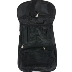 Trousse de toilette noire avec crochet d'attache