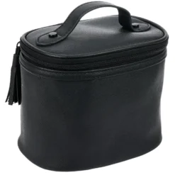 Trousse de toilette noire à pompons 17x12xH14cm