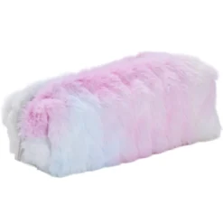 Trousse fourrure multicolore pastel Ø5xL19cm (2 modèles)