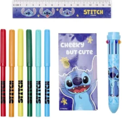 Trousse garnie Stitch bleu et jaune 18 pièces