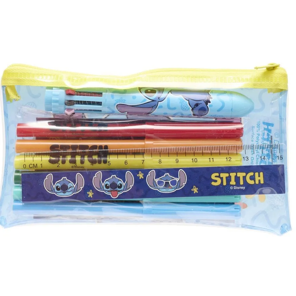 Trousse garnie Stitch bleu et jaune 18 pièces