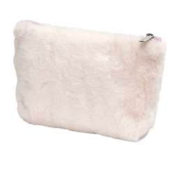 Trousse à maquillage toucher doux 14x20cm - 2 modèles rose ou gris