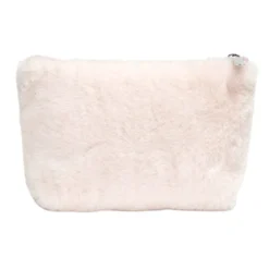 Trousse à maquillage toucher doux 14x20cm - 2 modèles rose ou gris