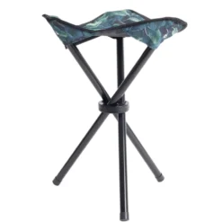 Trépied pliable acier et polyester motif feuillage exotique 31x31xH41cm