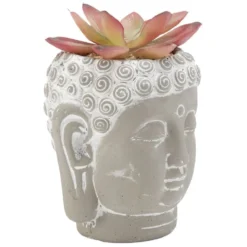 Tête Bouddha avec plante