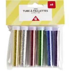 Tube de paillettes multicolores 5g x6