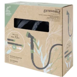 Tuyau d'arrosage extensible avec pistolet vert 2,5à7,5M