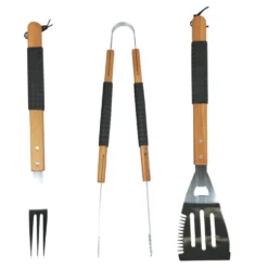 Ustensile barbecue x3 bois et métal
