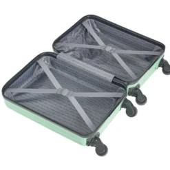 Valise cabine 26L lowcost trolley 4 roulettes amovibles plastique ABS vert