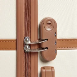 Valise cabine 38L plastique ABS beige avec cadenas à combinaison 4 chiffres