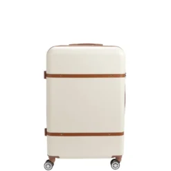 Valise cabine 95L plastique ABS beige avec cadenas à combinaison 4 chiffres