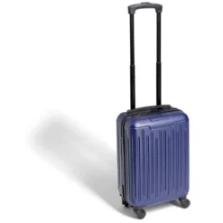 Valise cabine 26L rigide trolley 4 roues amovibles 51cm bleue