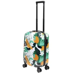 Valise cabine 39L trolley plastique ABS motif tropical avec cadenas 35x23xH57cm