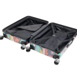 Valise cabine 39L trolley 4 roulettes motif floral tropical 38x28xH56,5cm
