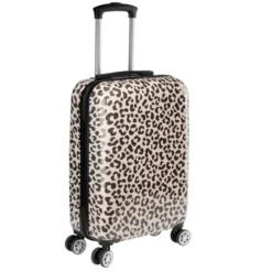Valise cabine rigide 4 roues motif léopard marron et noir 36,5x21xH58cm