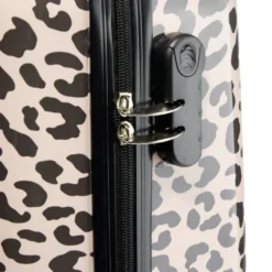 Valise cabine rigide 4 roues motif léopard marron et noir 36,5x21xH58cm