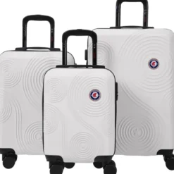 Valise cabine rigide 4 roues plastique ABS blanc 45x35xH50cm