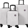 Valise cabine rigide 4 roues plastique ABS blanc 55x35xH65cm