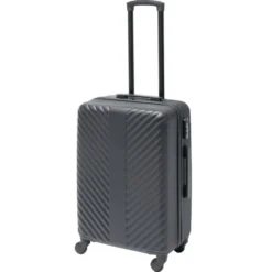 Valise trolley 48L rigide 4 roues plastique noir 42x25xH62,3cm