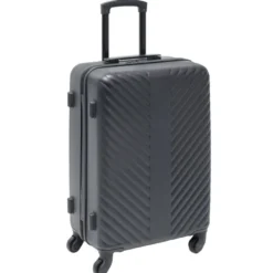 Valise trolley 48L rigide 4 roues plastique noir 42x25xH62,3cm