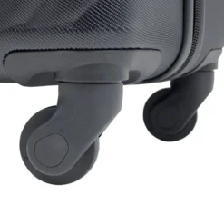 Valise trolley 48L rigide 4 roues plastique noir 42x25xH62,3cm