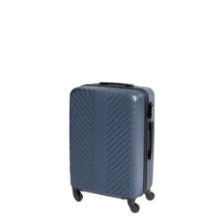 Valise trolley 48L rigide 4 roues plastique bleu 42x25xH62,3cm