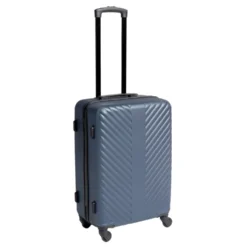 Valise trolley 48L rigide 4 roues plastique bleu 42x25xH62,3cm